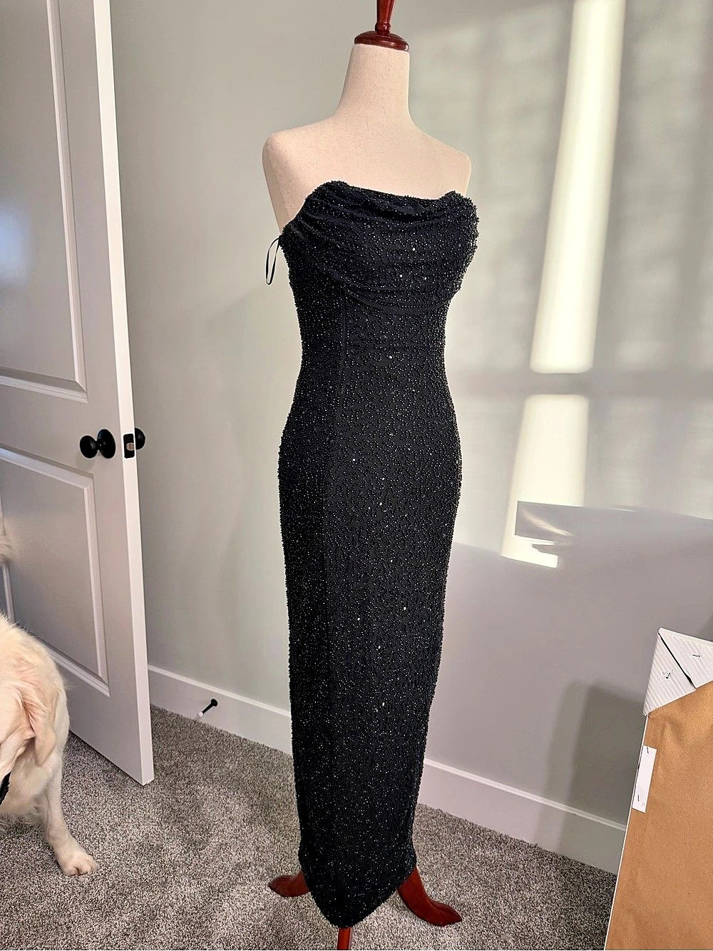 Altar'd State Black Beaded Maxi Dress Size Small Like New